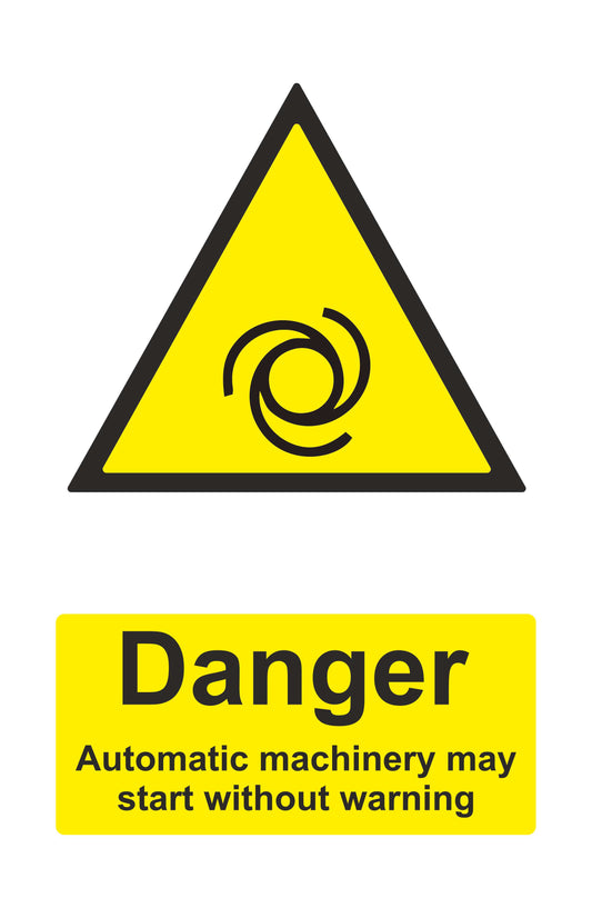 GLOBAL CARTELLO SEGNALETICO - danger automatic- Adesivo Extra Resistente, Pannello in Forex, Pannello In Alluminio