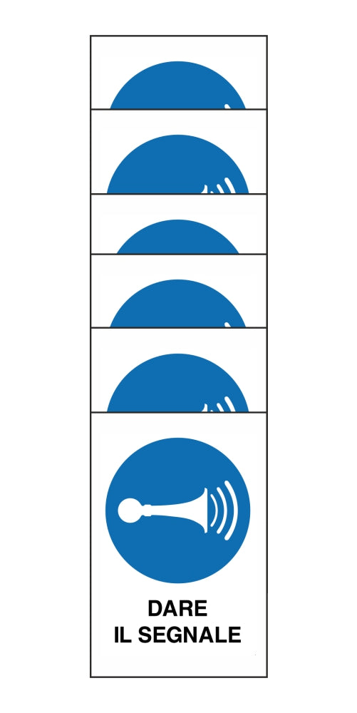 KIT DI 6 ADESIVI RETTANGOLARI - dare il segnale - Pittogramma ISO 7010 Con Stampa Diretta U.V. (IDEALE ANCHE PER ESTERNO)