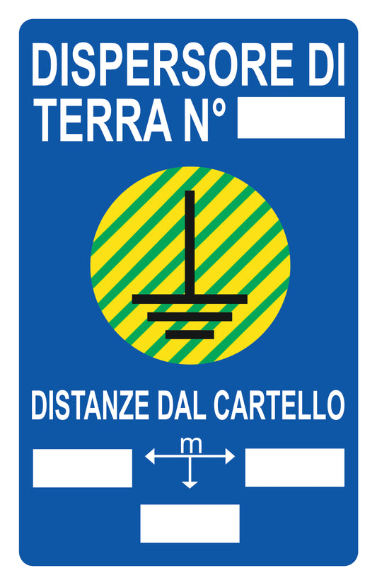 GLOBAL CARTELLO SEGNALETICO - dispersore di terra - Adesivo Extra Resistente, Pannello in Forex, Pannello In Alluminio