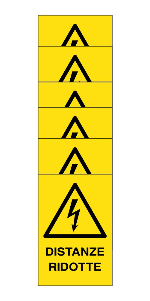 KIT DI 6 ADESIVI RETTANGOLARI - distanze ridotte - Pittogramma ISO 7010 Con Stampa Diretta U.V. (IDEALE ANCHE PER ESTERNO)