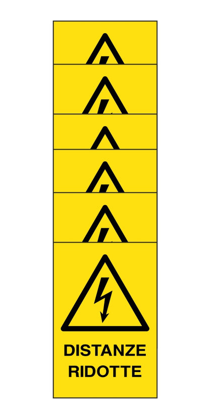 KIT DI 6 ADESIVI RETTANGOLARI - distanze ridotte - Pittogramma ISO 7010 Con Stampa Diretta U.V. (IDEALE ANCHE PER ESTERNO)
