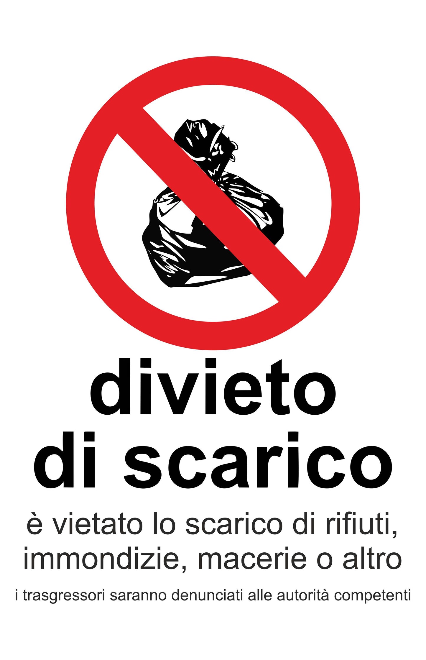 GLOBAL CARTELLO SEGNALETICO - DIVIETO DI SCARICO 3 - Adesivo Extra Resistente, Pannello in Forex, Pannello In Alluminio