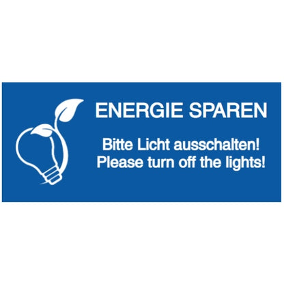 GLOBAL CARTELLO SEGNALETICO UNI - energie sparen bitte licht ausschalten please turn off the lights - Adesivo Extra Resistente, Pannello in Forex, Pannello In Alluminio