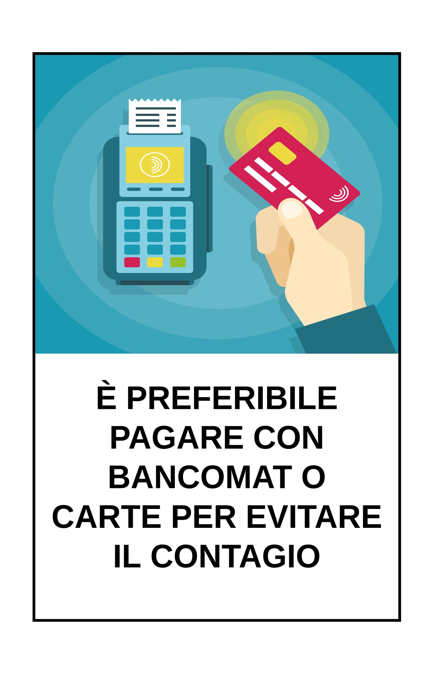 GLOBAL CARTELLO SEGNALETICO - è preferibile pagare con carte o bancomat per evitare il contagio - Adesivo Extra Resistente, Pannello in Forex, Pannello In Alluminio