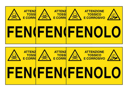 KIT DI 6 ADESIVI RETTANGOLARI - fenolo - Pittogramma ISO 7010 Con Stampa Diretta U.V. (IDEALE ANCHE PER ESTERNO)