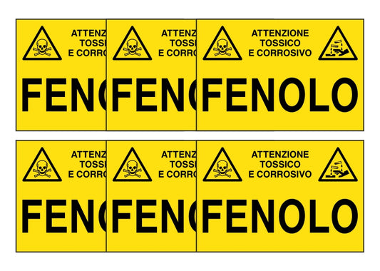 KIT DI 6 ADESIVI RETTANGOLARI - fenolo - Pittogramma ISO 7010 Con Stampa Diretta U.V. (IDEALE ANCHE PER ESTERNO)