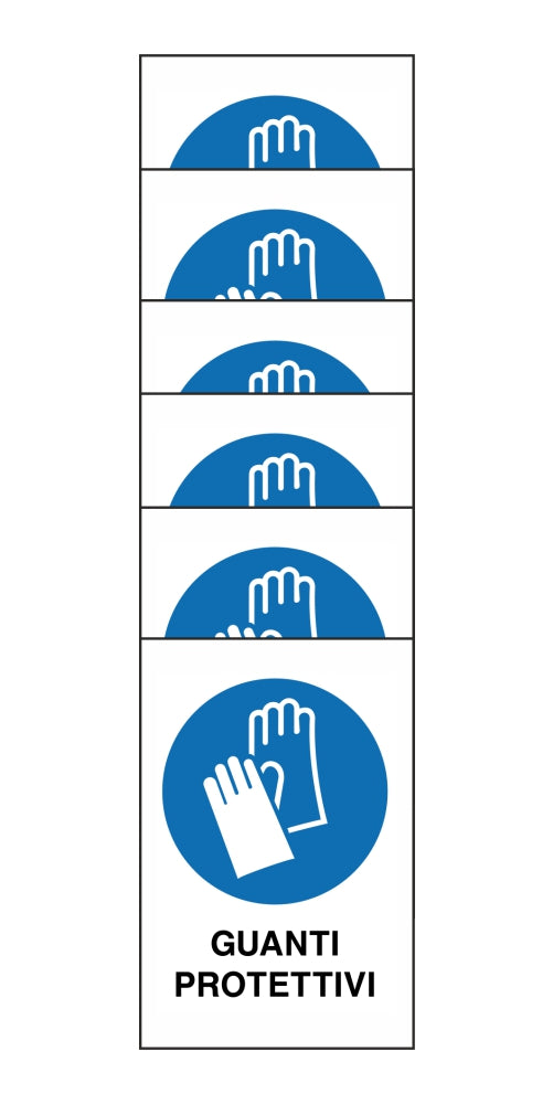 KIT DI 6 ADESIVI RETTANGOLARI - guanti protettivi - Pittogramma ISO 7010 Con Stampa Diretta U.V. (IDEALE ANCHE PER ESTERNO)