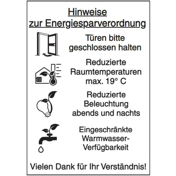 GLOBAL CARTELLO SEGNALETICO - hinweise zur energiesparverordnung -  Adesivo Extra Resistente, Pannello in Forex, Pannello In Alluminio