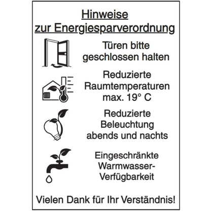 GLOBAL CARTELLO SEGNALETICO - hinweise zur energiesparverordnung -  Adesivo Extra Resistente, Pannello in Forex, Pannello In Alluminio