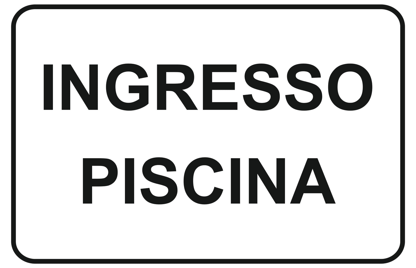 GLOBAL CARTELLO SEGNALETICO - ingresso piscina - Adesivo Extra Resistente, Pannello in Forex, Pannello In Alluminio