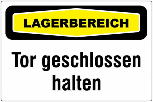 GLOBAL CARTELLO SEGNALETICO - lagerbereich Tor geschlossen halten -  Adesivo Extra Resistente, Pannello in Forex, Pannello In Alluminio