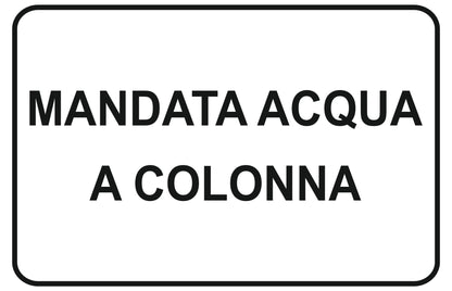 GLOBAL CARTELLO SEGNALETICO - mandata acqua a colonna - Adesivo Extra Resistente, Pannello in Forex, Pannello In Alluminio