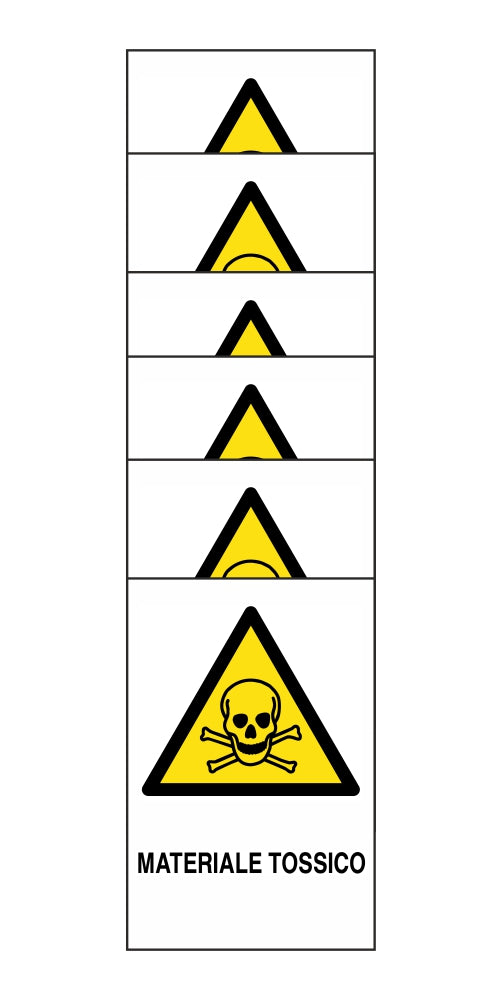 KIT DI 6 ADESIVI RETTANGOLARI - materiale tossico - Pittogramma ISO 7010 Con Stampa Diretta U.V. (IDEALE ANCHE PER ESTERNO)