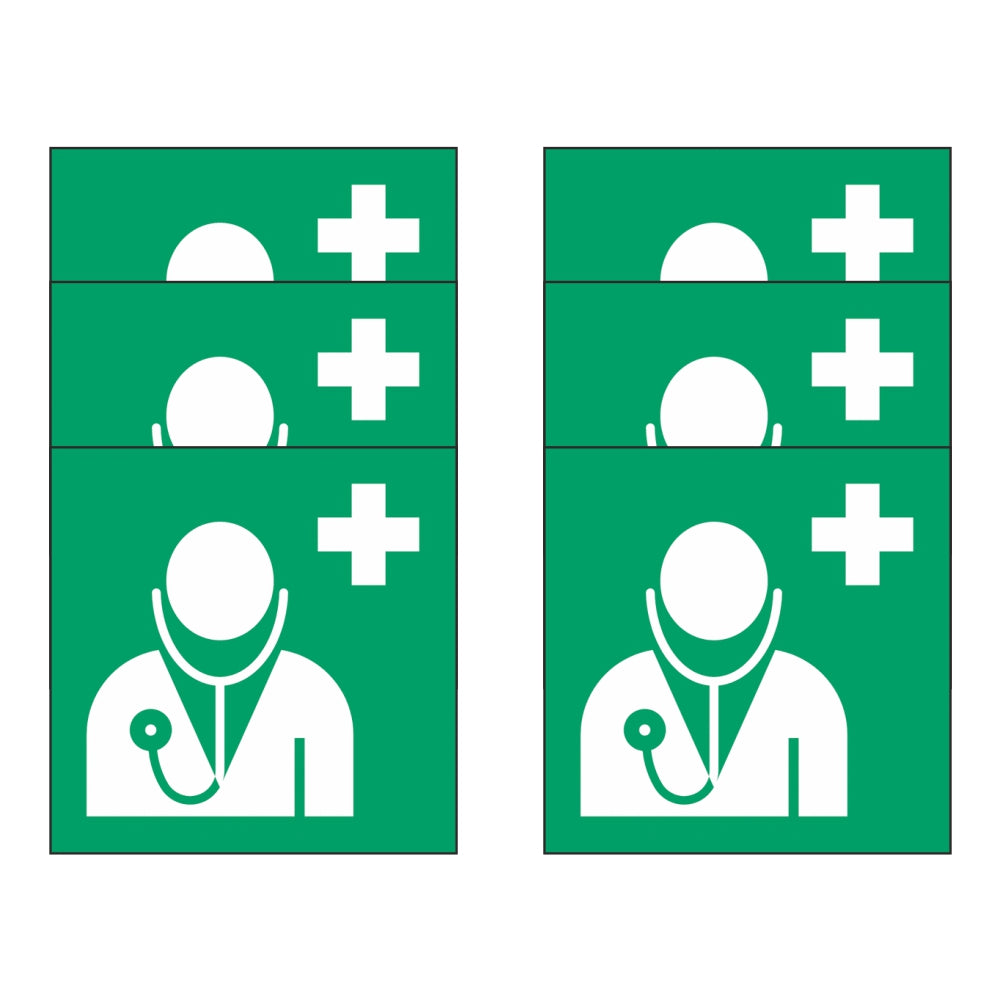 GLOBAL KIT DI 6 ADESIVI QUADRATI - medico - Pittogramma ISO 7010 Con Stampa Diretta U.V. (IDEALE ANCHE PER ESTERNO)