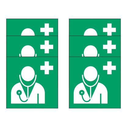 GLOBAL KIT DI 6 ADESIVI QUADRATI - medico - Pittogramma ISO 7010 Con Stampa Diretta U.V. (IDEALE ANCHE PER ESTERNO)
