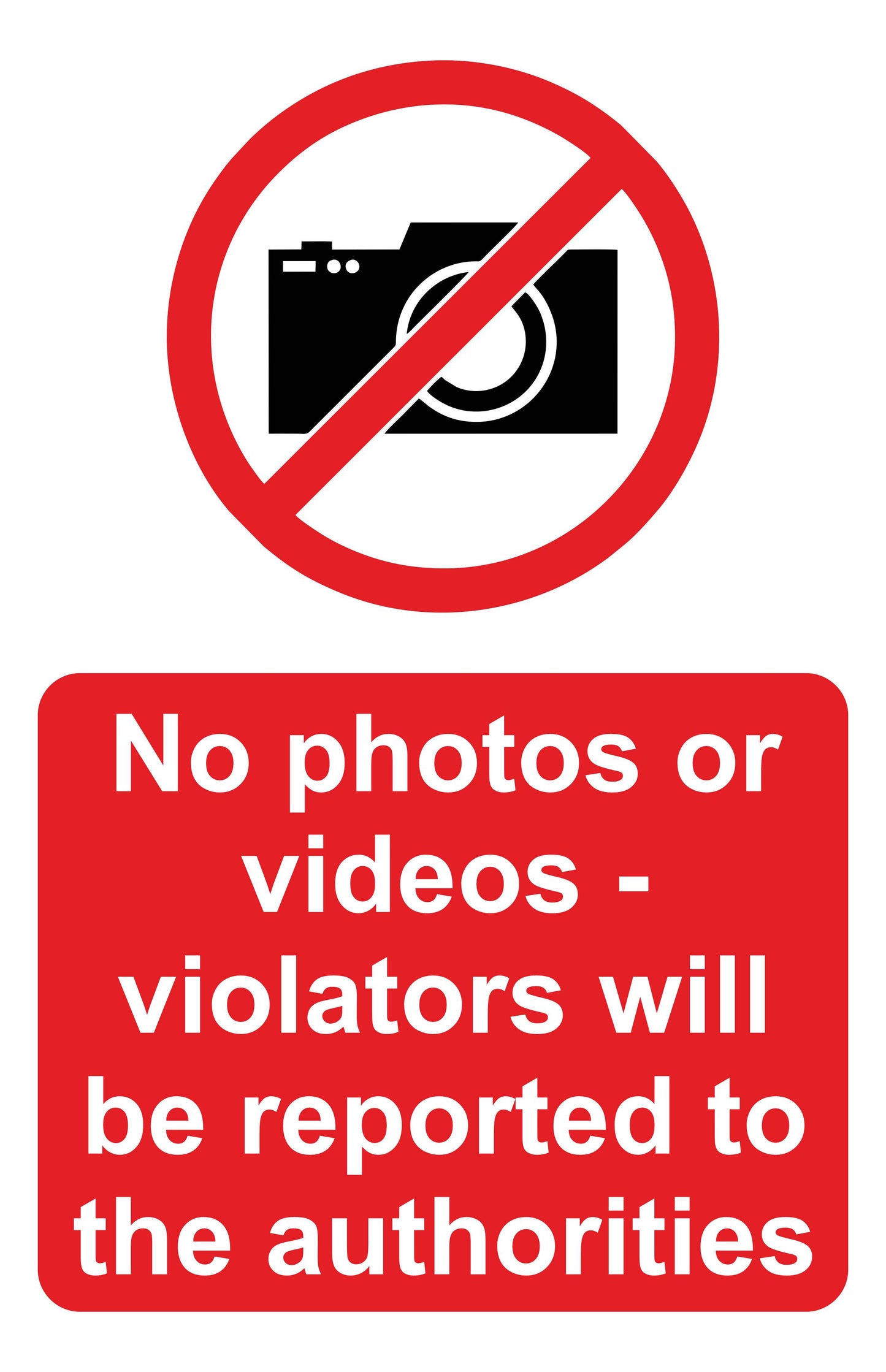 GLOBAL CARTELLO SEGNALETICO - no photos or videos - Adesivo Extra Resistente, Pannello in Forex, Pannello In Alluminio