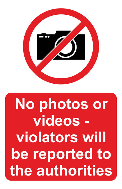 GLOBAL CARTELLO SEGNALETICO - no photos or videos - Adesivo Extra Resistente, Pannello in Forex, Pannello In Alluminio