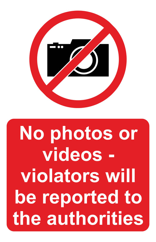 GLOBAL CARTELLO SEGNALETICO - no photos or videos - Adesivo Extra Resistente, Pannello in Forex, Pannello In Alluminio