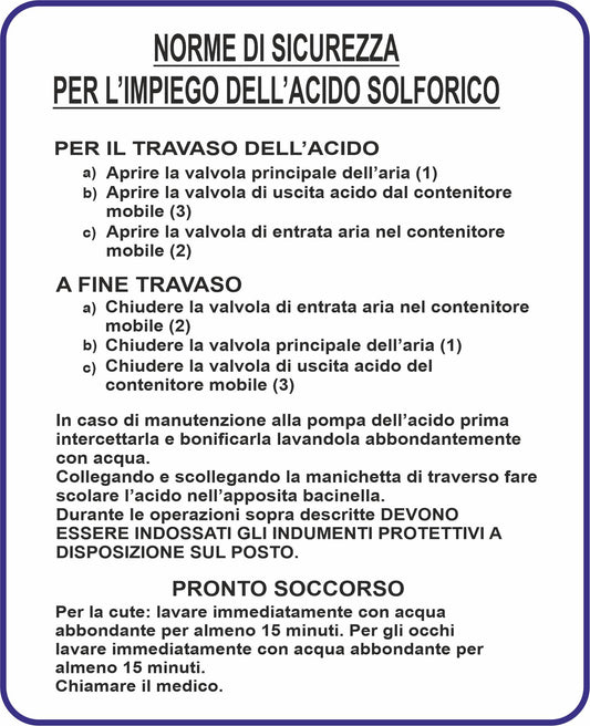 GLOBAL CARTELLO SEGNALETICO - norme di sicurezza per l'impiego dell' acido solforico - Adesivo Extra Resistente, Pannello in Forex, Pannello In Alluminio
