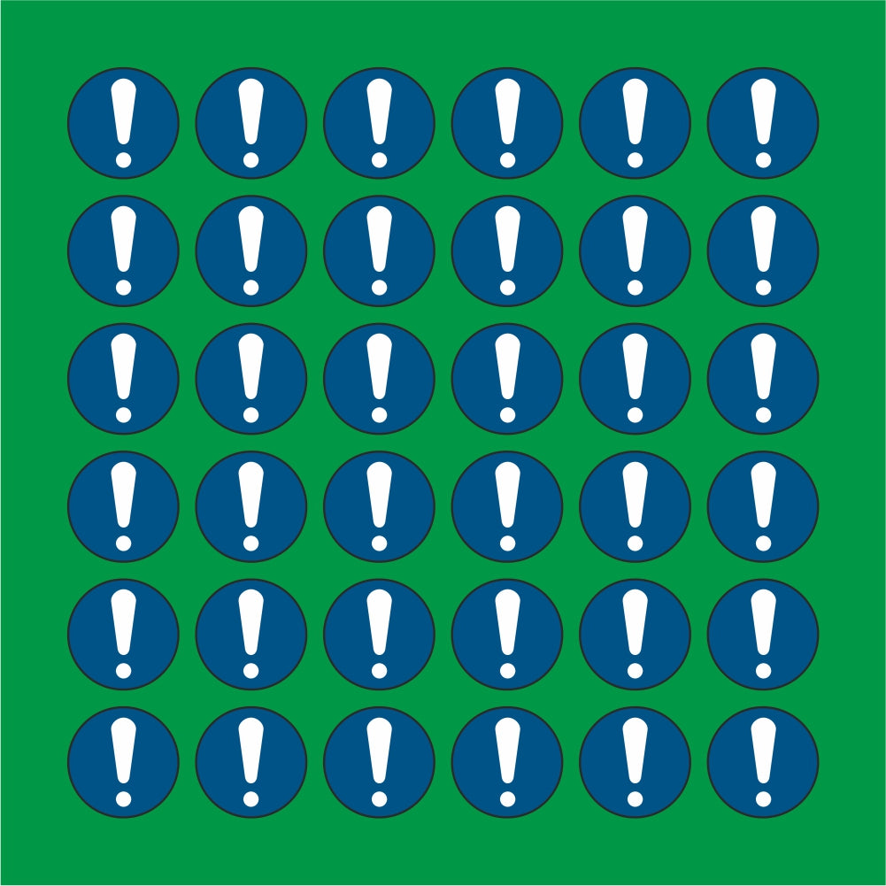 PACCO DA 6 KIT DI 6 ADESIVI ROTONDI - obbligo generico - Pittogramma ISO 7010 Con Stampa Diretta U.V.