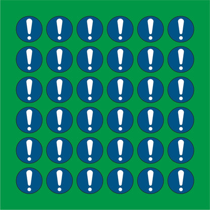 PACCO DA 6 KIT DI 6 ADESIVI ROTONDI - obbligo generico - Pittogramma ISO 7010 Con Stampa Diretta U.V.