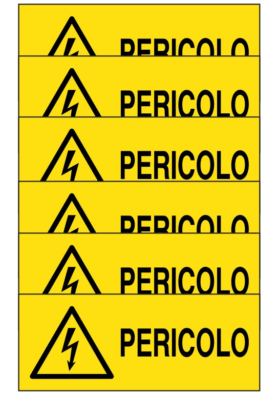 GLOBAL KIT DI 6 ADESIVI UNI - pericolo - Pittogramma ISO 7010 Con Stampa Diretta U.V. (IDEALE ANCHE PER ESTERNO)