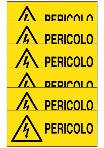 GLOBAL KIT DI 6 ADESIVI UNI - pericolo - Pittogramma ISO 7010 Con Stampa Diretta U.V. (IDEALE ANCHE PER ESTERNO)