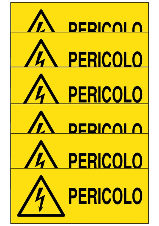 GLOBAL KIT DI 6 ADESIVI UNI - pericolo - Pittogramma ISO 7010 Con Stampa Diretta U.V. (IDEALE ANCHE PER ESTERNO)