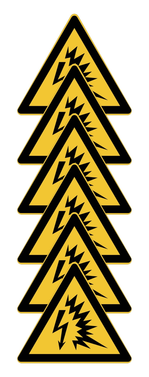 GLOBAL KIT DI 6 ADESIVI TRIANGOLARI - pericolo arco elettrico - Pittogramma ISO 7010 Con Stampa Diretta U.V. (IDEALE ANCHE PER ESTERNO)