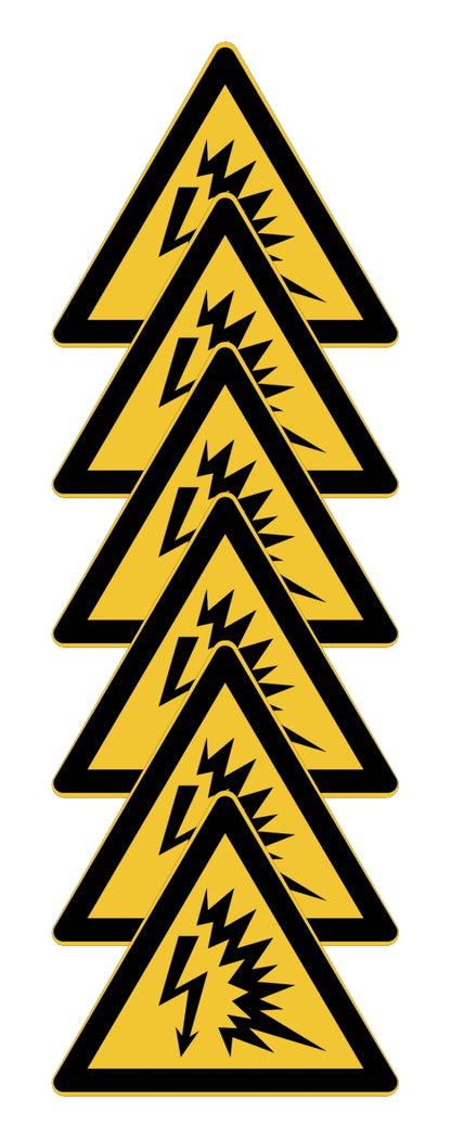 GLOBAL KIT DI 6 ADESIVI TRIANGOLARI - pericolo arco elettrico - Pittogramma ISO 7010 Con Stampa Diretta U.V. (IDEALE ANCHE PER ESTERNO)