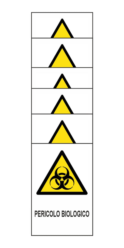 KIT DI 6 ADESIVI RETTANGOLARI - pericolo biologico - Pittogramma ISO 7010 Con Stampa Diretta U.V. (IDEALE ANCHE PER ESTERNO)