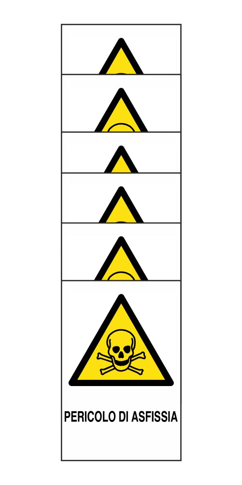 KIT DI 6 ADESIVI RETTANGOLARI - pericolo di asfissia - Pittogramma ISO 7010 Con Stampa Diretta U.V. (IDEALE ANCHE PER ESTERNO)