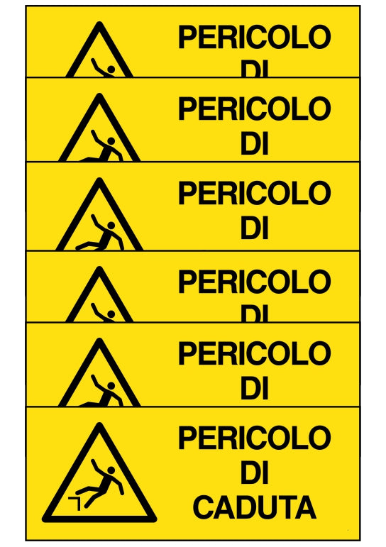 GLOBAL KIT DI 6 ADESIVI UNI - pericolo di caduta - Pittogramma ISO 7010 Con Stampa Diretta U.V. (IDEALE ANCHE PER ESTERNO)