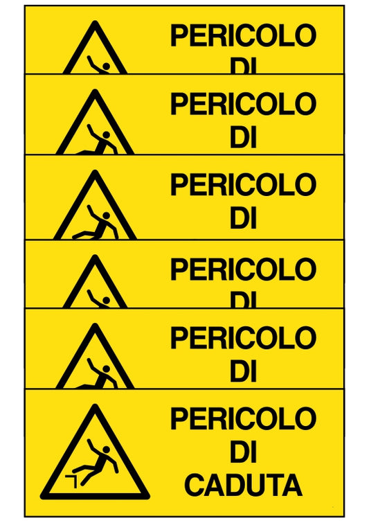GLOBAL KIT DI 6 ADESIVI UNI - pericolo di caduta - Pittogramma ISO 7010 Con Stampa Diretta U.V. (IDEALE ANCHE PER ESTERNO)