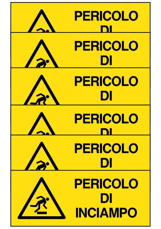 GLOBAL KIT DI 6 ADESIVI UNI - pericolo di inciampo - Pittogramma ISO 7010 Con Stampa Diretta U.V. (IDEALE ANCHE PER ESTERNO)