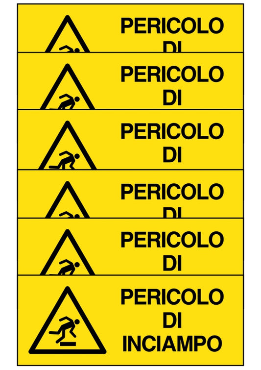 GLOBAL KIT DI 6 ADESIVI UNI - pericolo di inciampo - Pittogramma ISO 7010 Con Stampa Diretta U.V. (IDEALE ANCHE PER ESTERNO)