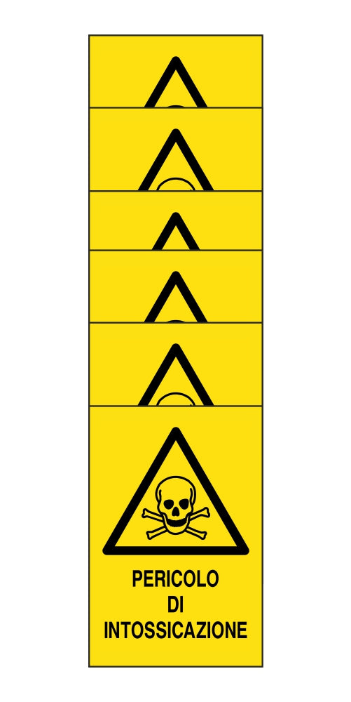 KIT DI 6 ADESIVI RETTANGOLARI - pericolo di intossicazione - Pittogramma ISO 7010 Con Stampa Diretta U.V. (IDEALE ANCHE PER ESTERNO)