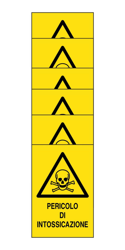 KIT DI 6 ADESIVI RETTANGOLARI - pericolo di intossicazione - Pittogramma ISO 7010 Con Stampa Diretta U.V. (IDEALE ANCHE PER ESTERNO)