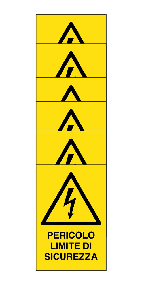 KIT DI 6 ADESIVI RETTANGOLARI - pericolo limite di sicurezza - Pittogramma ISO 7010 Con Stampa Diretta U.V. (IDEALE ANCHE PER ESTERNO)