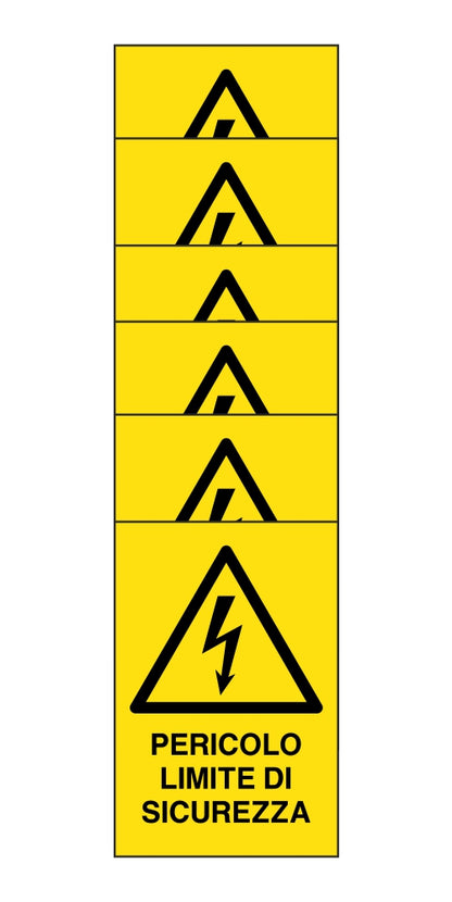 KIT DI 6 ADESIVI RETTANGOLARI - pericolo limite di sicurezza - Pittogramma ISO 7010 Con Stampa Diretta U.V. (IDEALE ANCHE PER ESTERNO)