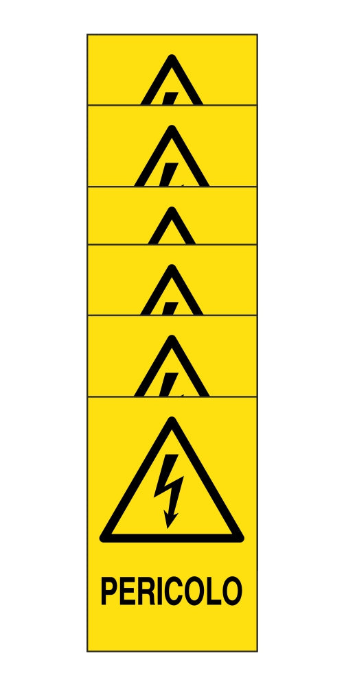 KIT DI 6 ADESIVI RETTANGOLARI - pericolo - Pittogramma ISO 7010 Con Stampa Diretta U.V. (IDEALE ANCHE PER ESTERNO)pericolo rettangolare