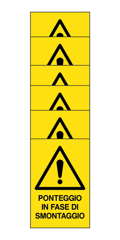 KIT DI 6 ADESIVI RETTANGOLARI - ponteggio in fase di smontaggio - Pittogramma ISO 7010 Con Stampa Diretta U.V. (IDEALE ANCHE PER ESTERNO)