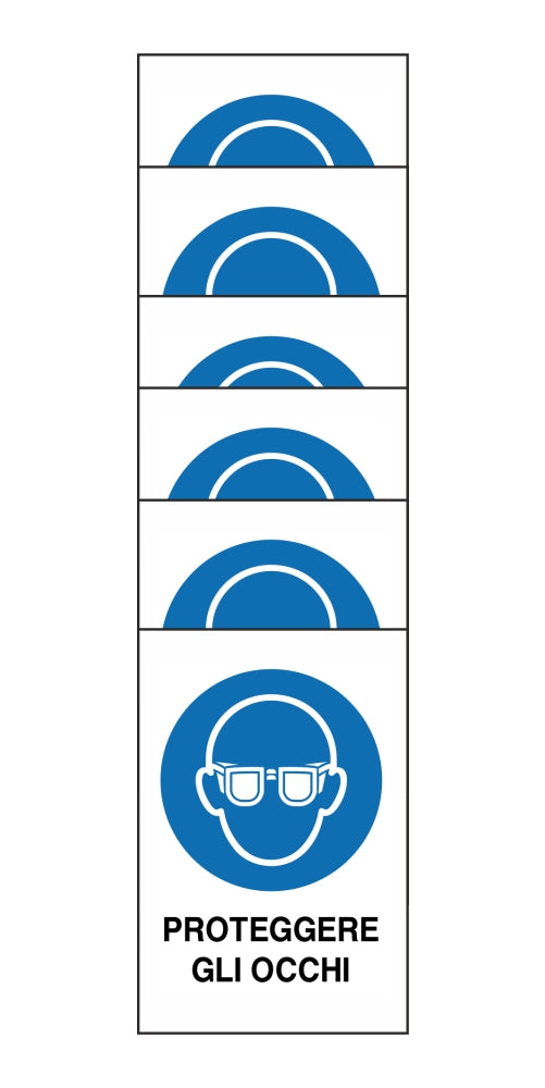 KIT DI 6 ADESIVI RETTANGOLARI - proteggere gli occhi - Pittogramma ISO 7010 Con Stampa Diretta U.V. (IDEALE ANCHE PER ESTERNO)