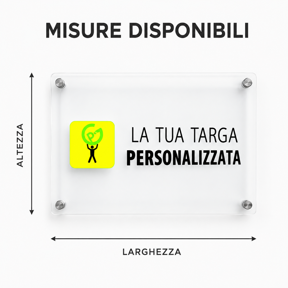 Guida alle misure disponibili della targa personalizzata