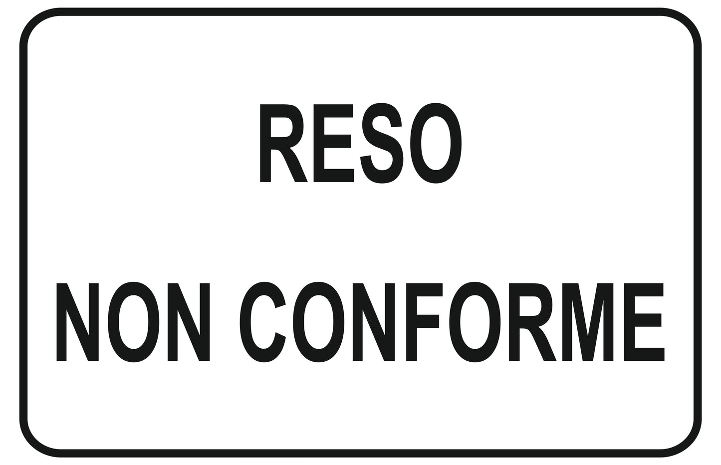 GLOBAL CARTELLO SEGNALETICO - reso non conforme - Adesivo Extra Resistente, Pannello in Forex, Pannello In Alluminio