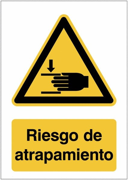 GLOBAL CARTELLO SEGNALETICO - riesgo de atrapamiento - Adesivo Extra Resistente, Pannello in Forex, Pannello In Alluminio
