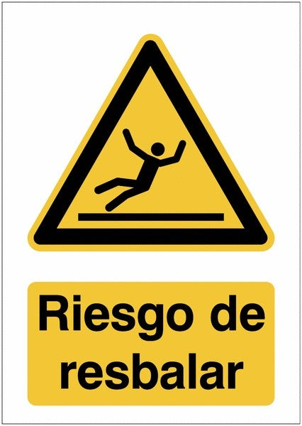 GLOBAL CARTELLO SEGNALETICO - riesgo de resbalar - Adesivo Extra Resistente, Pannello in Forex, Pannello In Alluminio