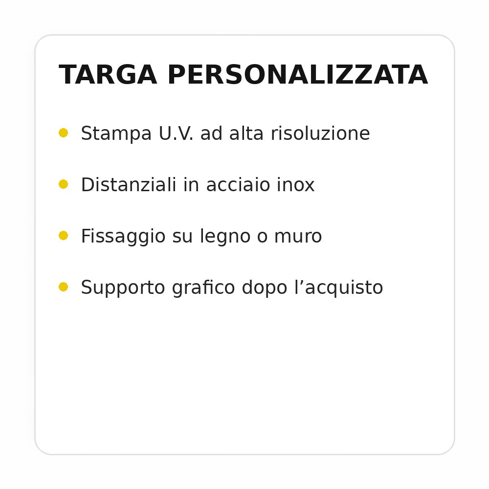 Caratteristiche della targa personalizzata in plexiglass
