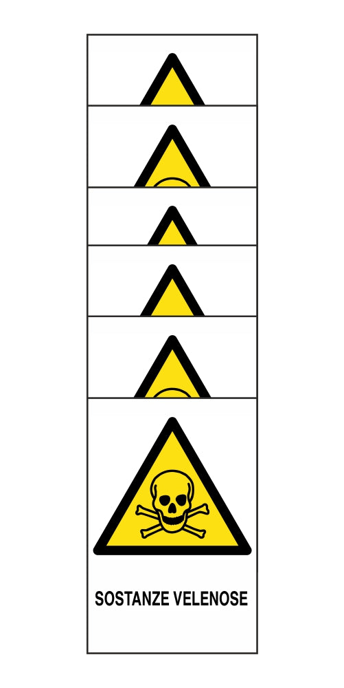 KIT DI 6 ADESIVI RETTANGOLARI - sostanze velenose - Pittogramma ISO 7010 Con Stampa Diretta U.V. (IDEALE ANCHE PER ESTERNO)