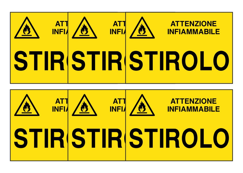 KIT DI 6 ADESIVI RETTANGOLARI - stirolo - Pittogramma ISO 7010 Con Stampa Diretta U.V. (IDEALE ANCHE PER ESTERNO)